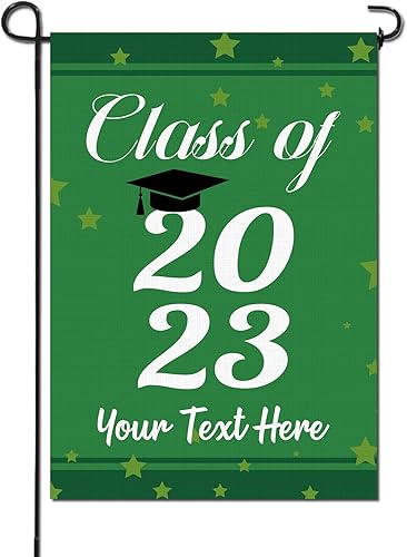 Bandera de jardín divertida personalizada clase de 2023 bandera de casa de graduación universitaria de doble cara vertical decoración al aire libre