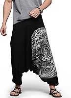TheVeshtiCompany Men's Boho Harem Pants - Elastic Ankle Joggers, Oversized Loose Aladdin Yoga Pajama Pants, 100% Cotton