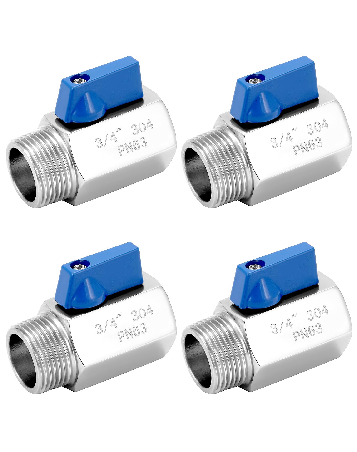 Válvula de bola de 3/4 pulgada QWORK: Pack de 4 cierres duraderos de acero 304