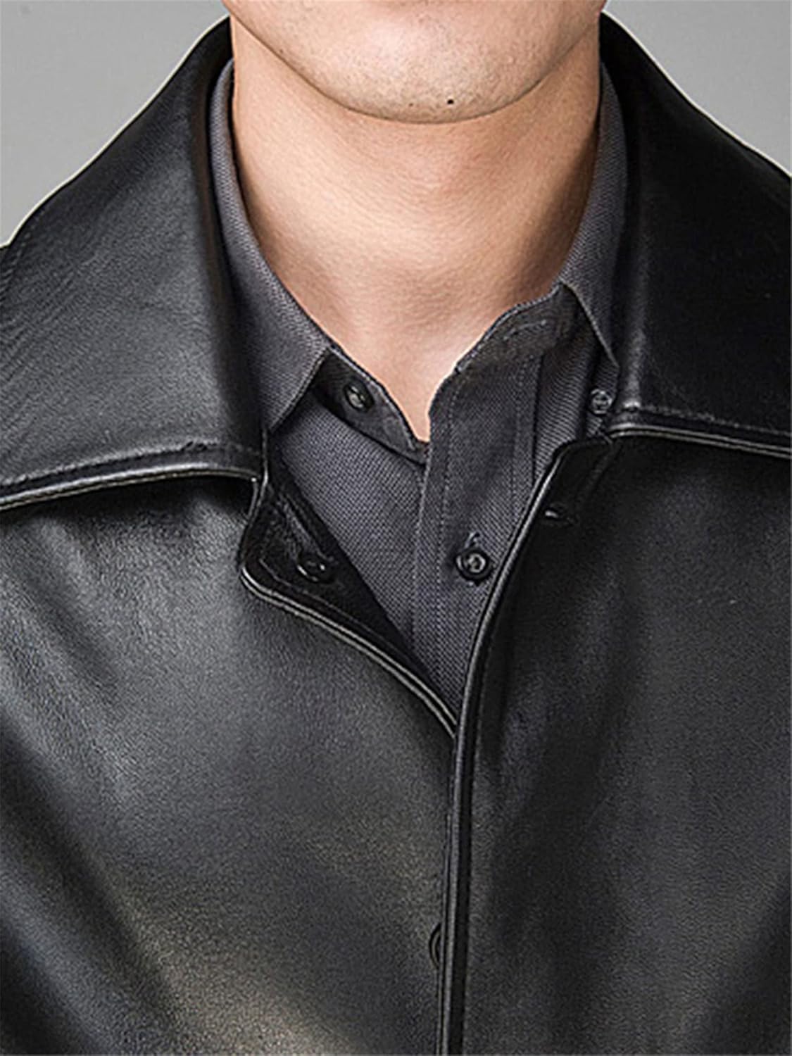Autumn Mens Black Faux Leather Long Trench Coat Mens Fashion Long Sleeve Single Breasted Pu Leather Jacket