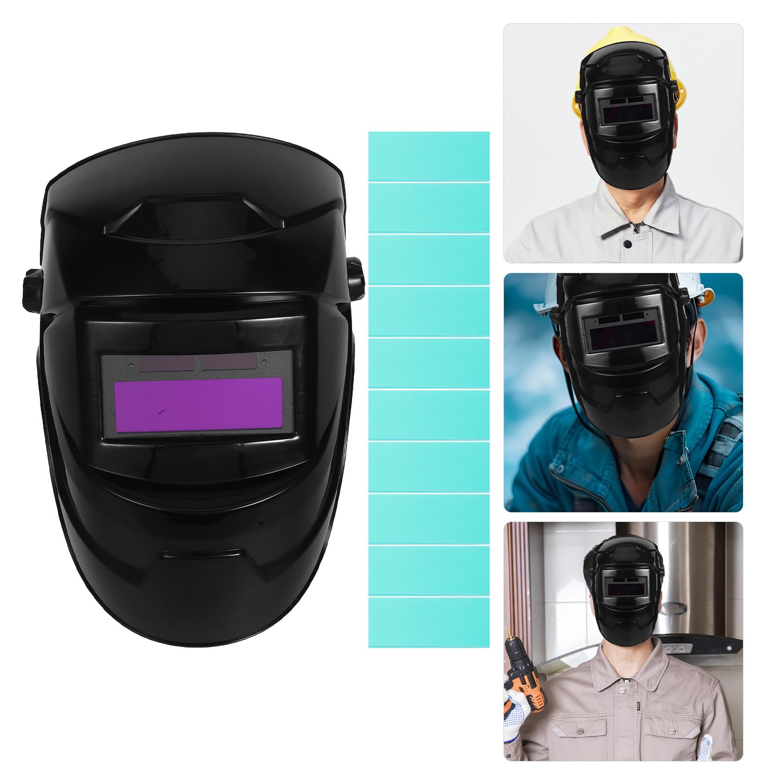 Maschera da Saldatura Resistente a Alte Temperature e Urti con Oscuramento Automatico Solare Materiale Pp PC Abs con Pellicole Protettive, per Vari Processi di Saldatura
