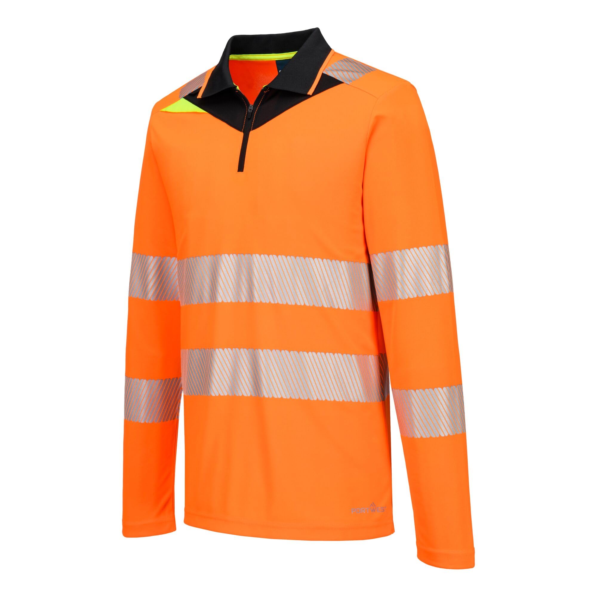 Portwest Polo de manga larga DX4 con cremallera de alta visibilidad DX419
