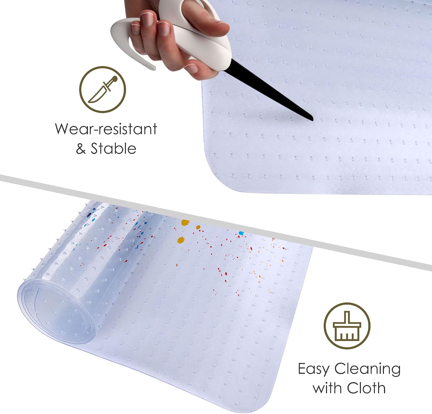 Yescom 60" x 46" Office Desk Chair Mat for Carpets Low Pile Rectangle PVC Floor Protector Studded Back 2.5mm with Lip