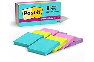 Post-it Super Sticky Notes, 2x2, Supernova Neons, 8 pack of 90 Sheet Pads