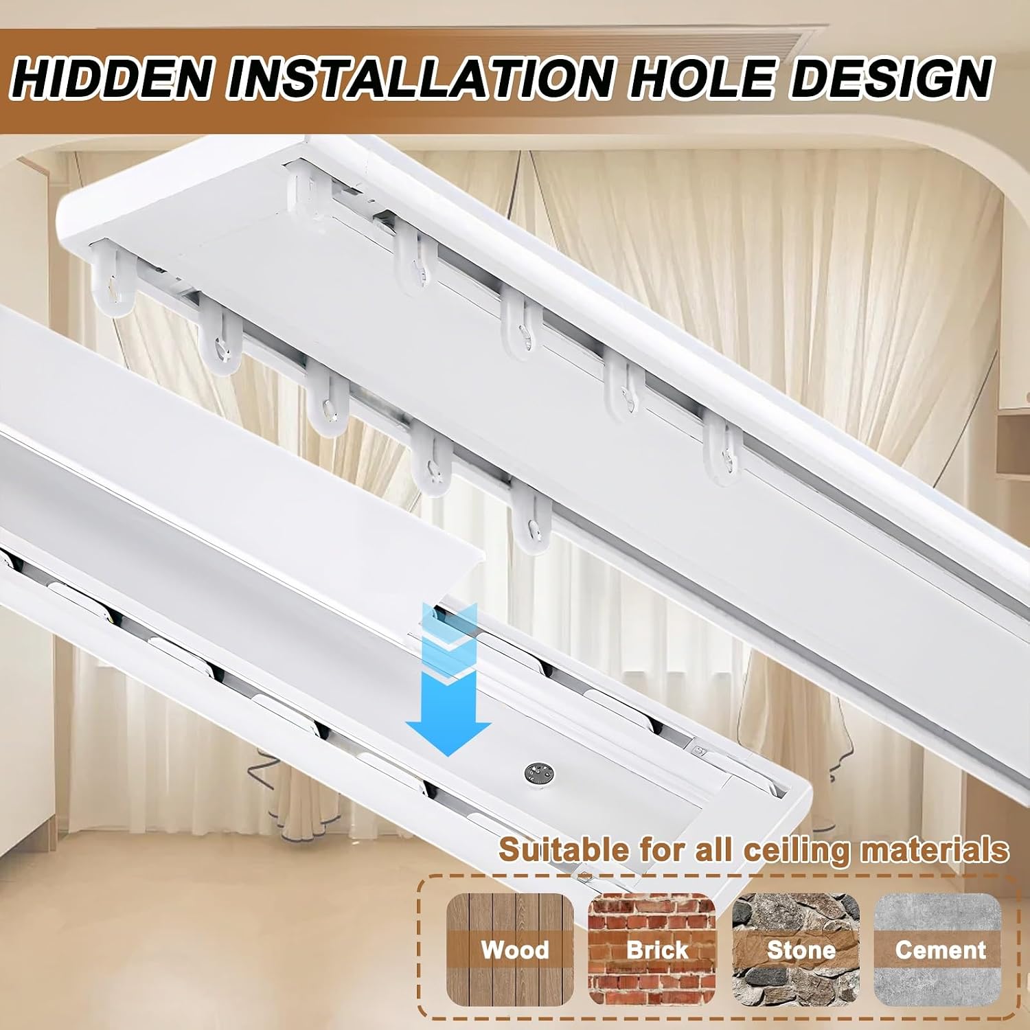 Heavy-Duty Double Curtain Rod, 2.9m Ceiling Track Kit for Indoor Windows, Adjustable 1-6m Length, Easy Installation, Ideal for Modern Home Decor, Gray