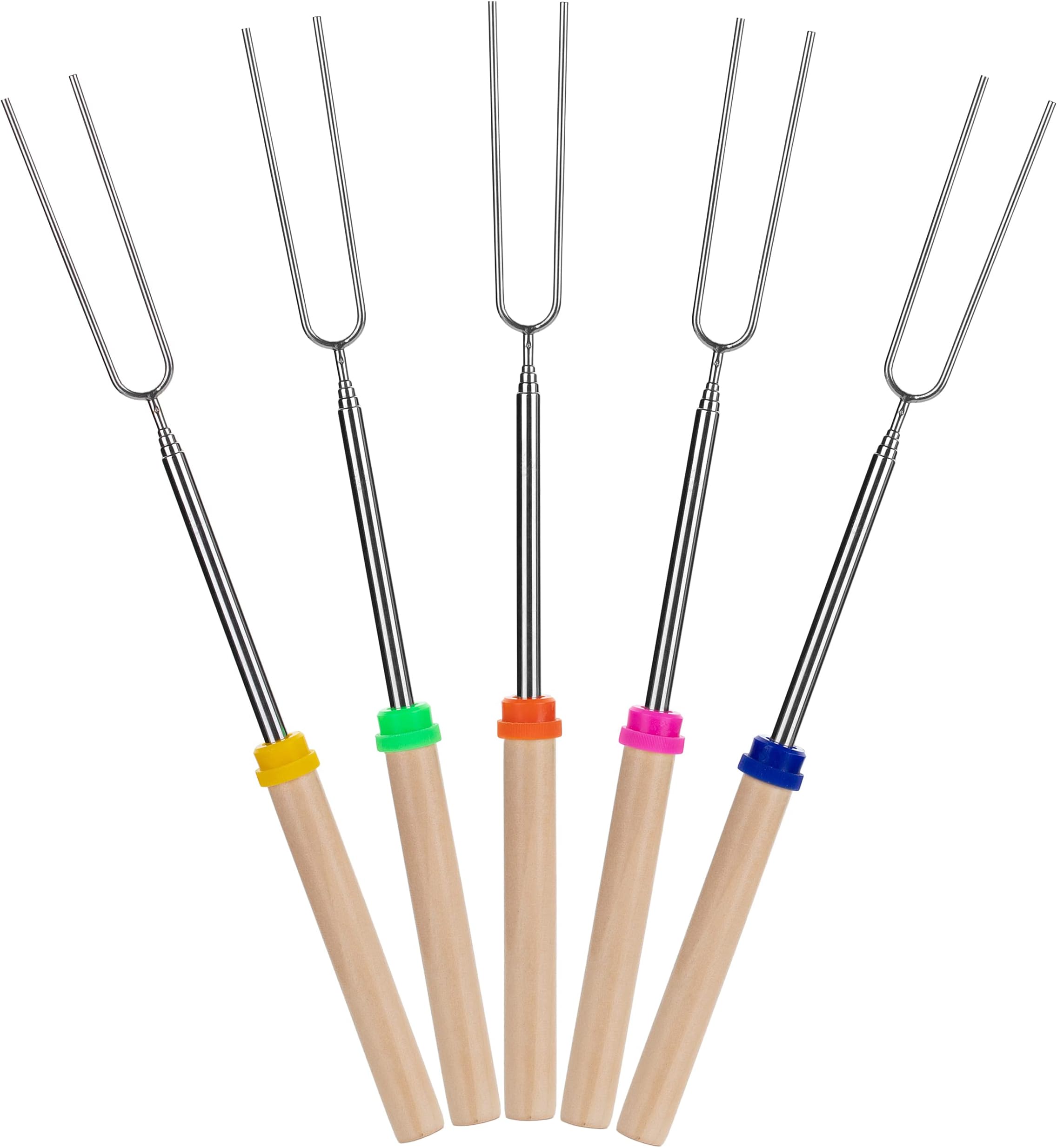 UNCO- Extendable Stainless Steel Roasting Sticks, 5 Pack, 32" - For S'mores, Hot Dogs, Campfires and Fire Pits
