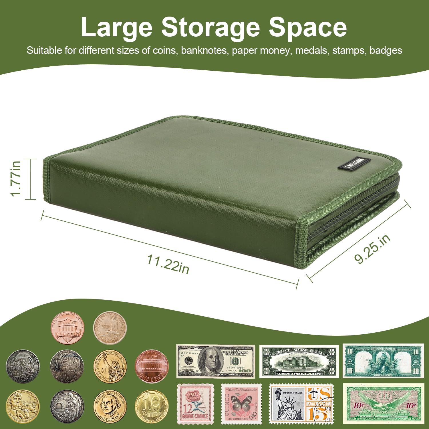 Coin Collection Book Holder for Collectors, 520 Pockets Fireproof Coins Collecting Album & 36 Sleeves Money Storage Case for Coin Currency Collection Supplies, Bill, Pennies, Quarters, Stamp