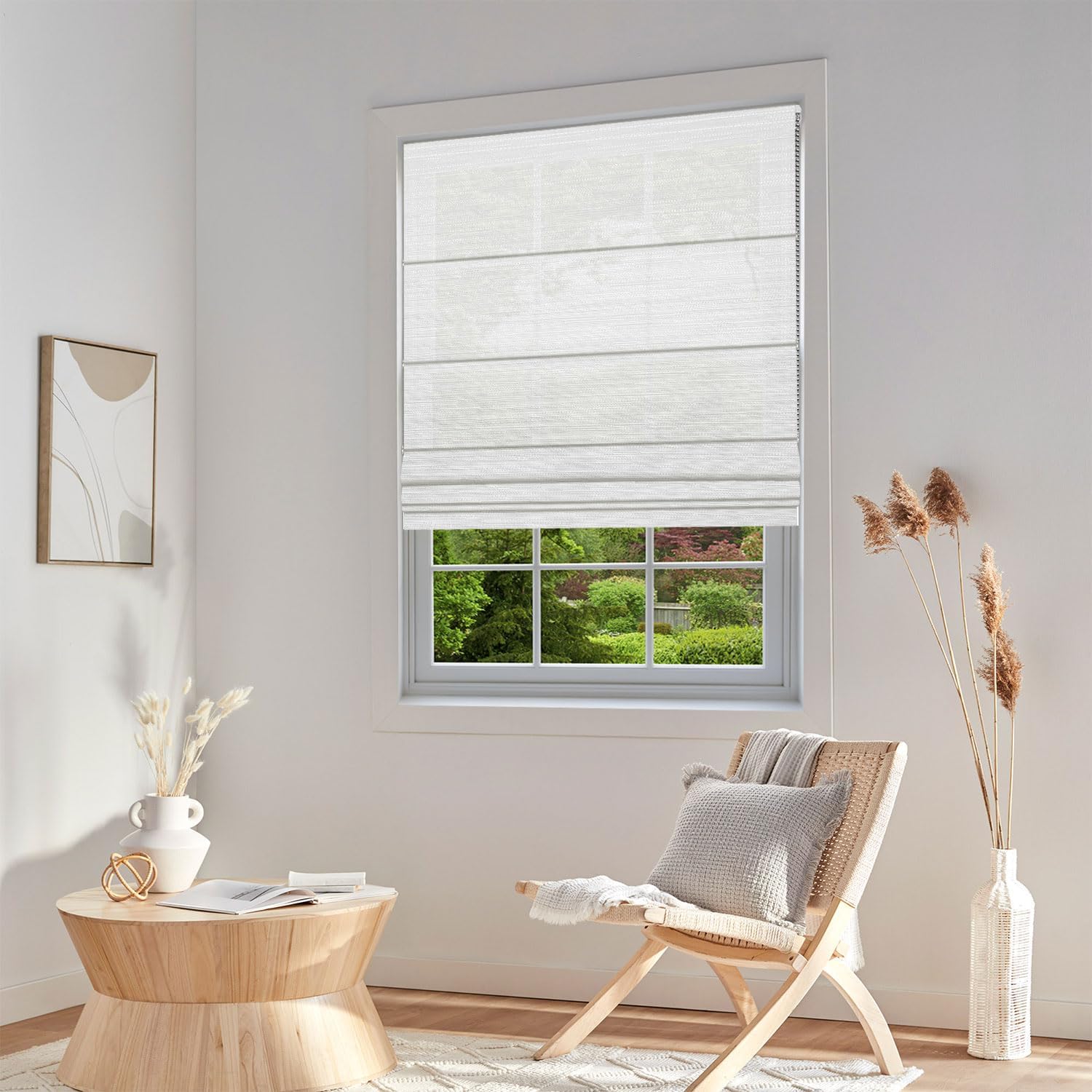 Light Filter Room Darkening Roman Shades for Windows, Thermal Insulated Window Blinds for Home Office, Modern Wash-Removable Fabric, 47 ½"W x 40" H White, Customized Size