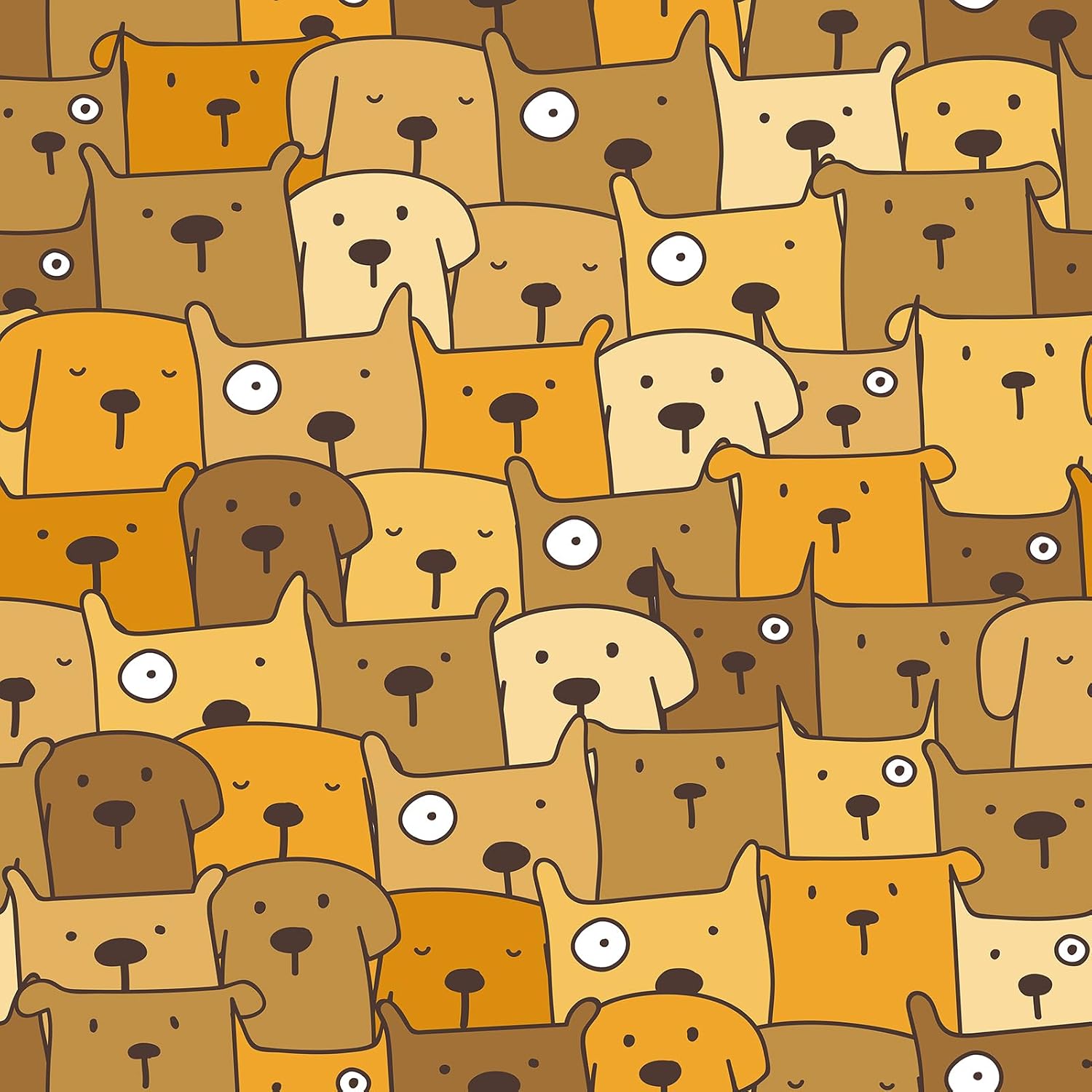 Dog Wallpaper Peel and Stick Fun Wallpaper Animals 17.5"x102" Dog Wall Paper for Kids Bedroom Playroom Nursery Brown Contact Paper for Stairs Puppy Wall Decor Funny Wallpapers Vinyl Wrap