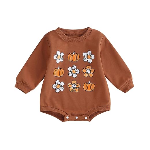 Halloween Baby Girl Boy Clothes Pumpkin Print Sweatshirt Romper