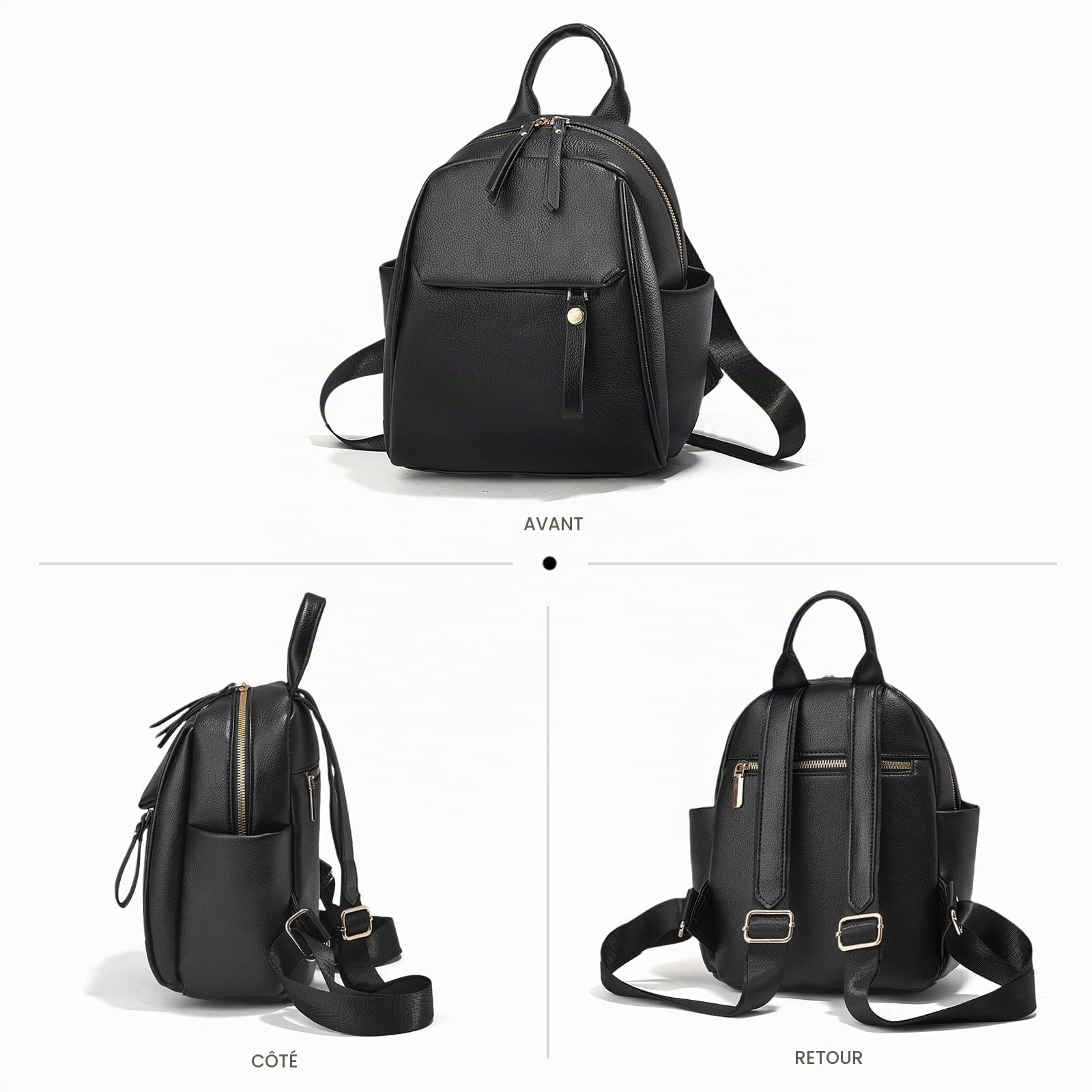 NICOLE & DORIS Petit Sac à Dos Femme Léger Mini Sac a Main a Dos PU Cuir Daypack Sac a Dos Etanche Feminin pour Travail Shopping Voyage Kaki Motif