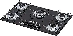 Cooktop 5 bocas Chamalux ultra chama Bivolt Trempe aramada Preto