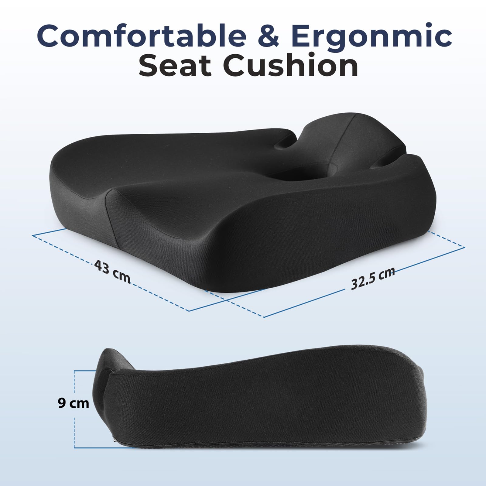 Coussin de siège en mousse à mémoire de forme pour soulager la douleur du coccyx, coussin de chaise de bureau pour coccyx, sciatique et soulagement de la pression - Grands coussins de chaise pour