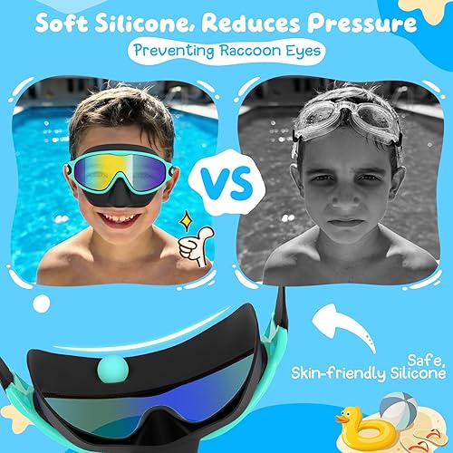 Miniatura 4 de 2 Pack Kids Swim Goggles with Nose Cover, Anti-Fog UV Protection Swimming Goggles for Kids Youth 3-15