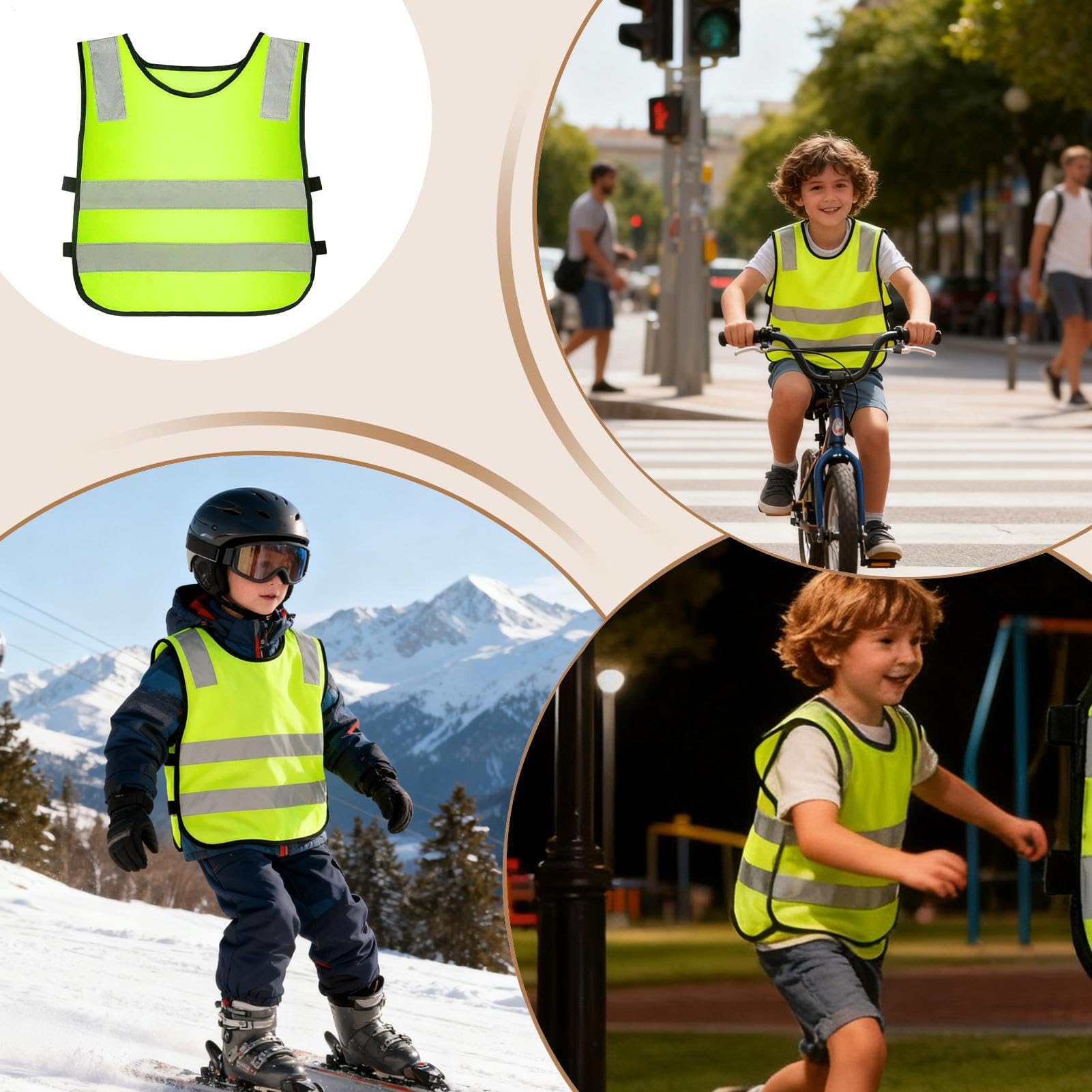 Chaleco Reflectante para Niños 10 Piezas De Ropa De Tráfico | Chaleco de Alta Visibilidad Para Senderismo Al Aire Libre, Andar En Bicicleta, Esquiar, Acampar Y Carreteras Nocturnas