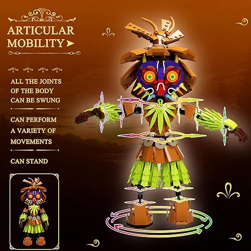 Miniatura 3 de Taojiyuan BOTW Skull Kid con bloques de construcción de máscara de Majora, BOTW Link figura de acción con máscara de Majora, colección movible,
