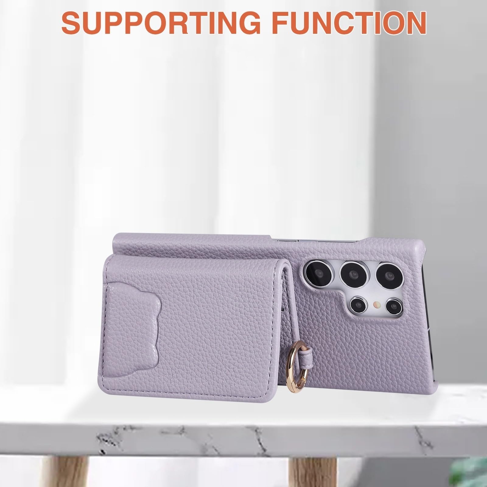Etui do Samsung Galaxy S25 Ultra/S25 Plus/S25, skórzany pasek na ramię powłoka zarysowania podpórka pokrowiec antypoślizgowe etui na karty (różowy, S25 Plus)