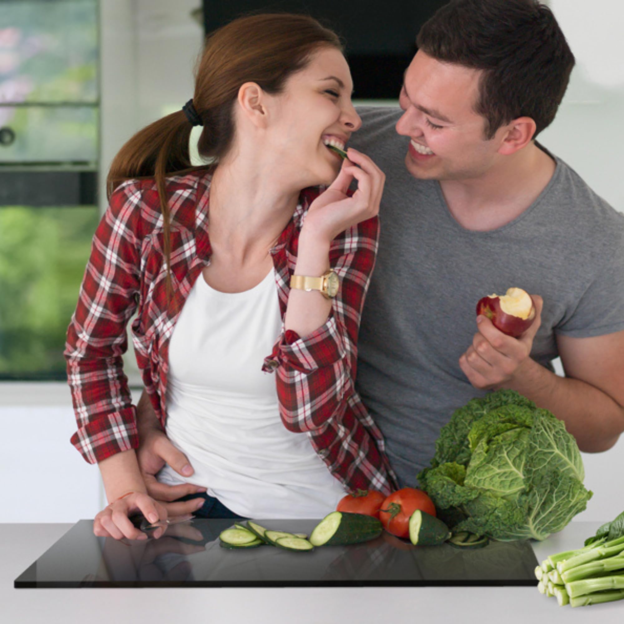 JanYoo - Planche à découper en acrylique, planches à découper pour la cuisine, bloc de découpe épais pour légumes, pain, viandes et fruits avec rebord de comptoir, plateau à découper antidérapant