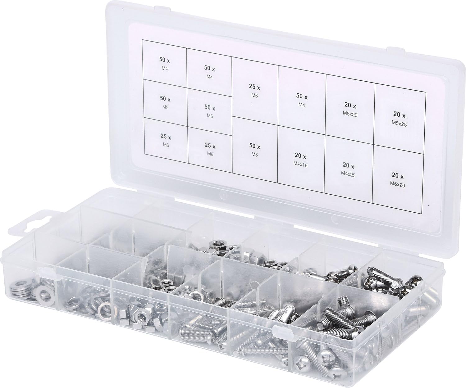 KS TOOLS 970.0510 Assortiment de vis, rondelles et écrous en inox, 475 pcs, Gris