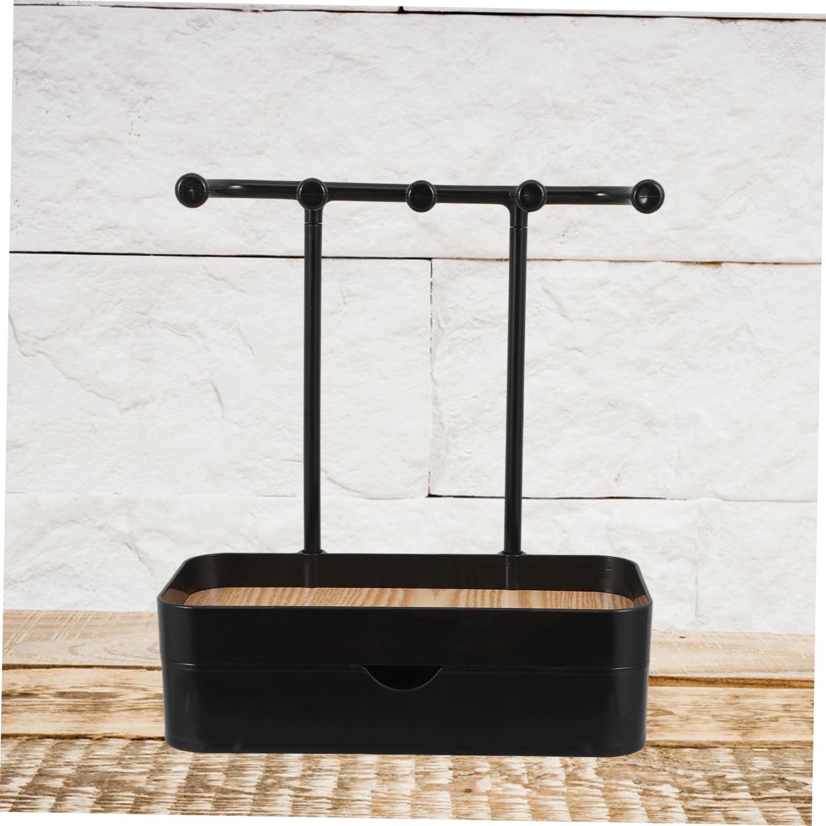 Organizer Plastico in o Legno Elegante Collane a Orecchini Strato Espositore Doppio Gioielli da Scrivania Camera Toeletta