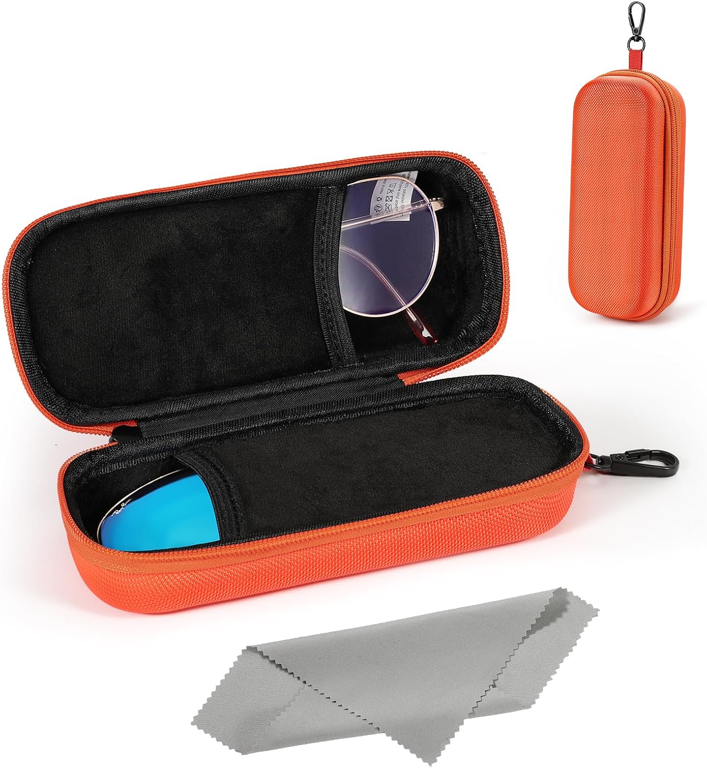 MoKo Double Eyeglass Case, Hard Shell Dual Glasses Case, Travel Sunglass Organizer with Zipper, Eyeglasses Storage Box