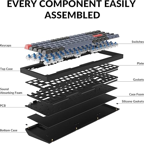 Miniatura 10 de Keychron Q7 Teclado mecánico personalizado con cable, 70% de diseño QMKVIA macro programable con interruptor Gateron G Pro marrón intercambiable en