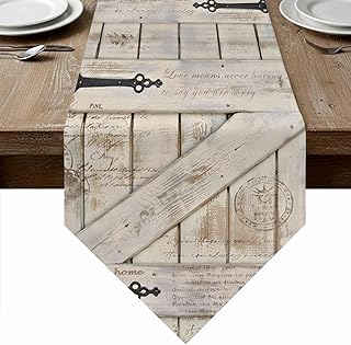 Vintage Wood Grain Table Runners 108 Inches Long for Kitchen Dining Home Decor, Farmhouse Country Door Retro Coffee Table Runner Dress Scarves, Party Weeding Farmhouse Tablerunner 13"x108"