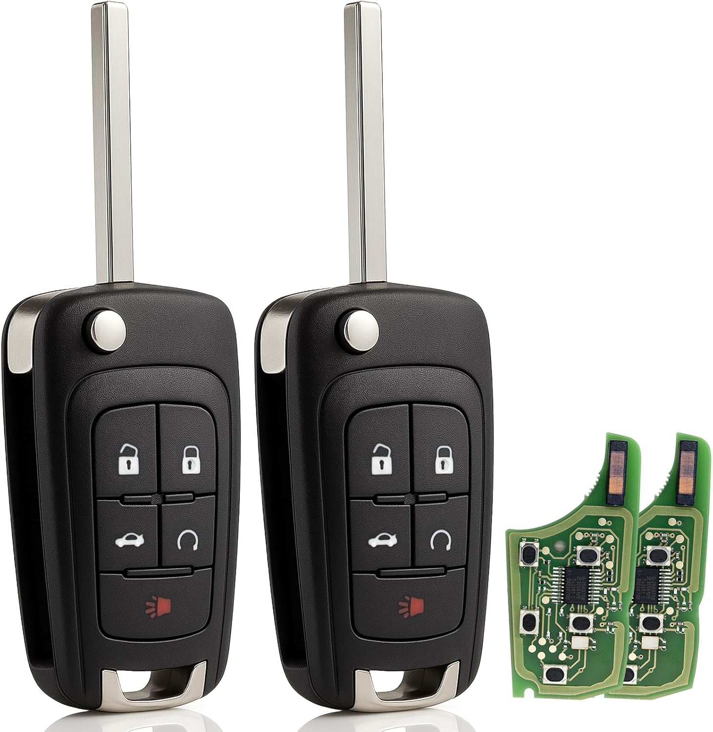 Flip Key Fob Replacement Fits for Chevy Cruze Equinox Camaro Impala Malibu Sonic GMC Terrain Buick Regal Verano Encore Allure Lacrosse 2010-2021 with FCC ID: OHT01060512