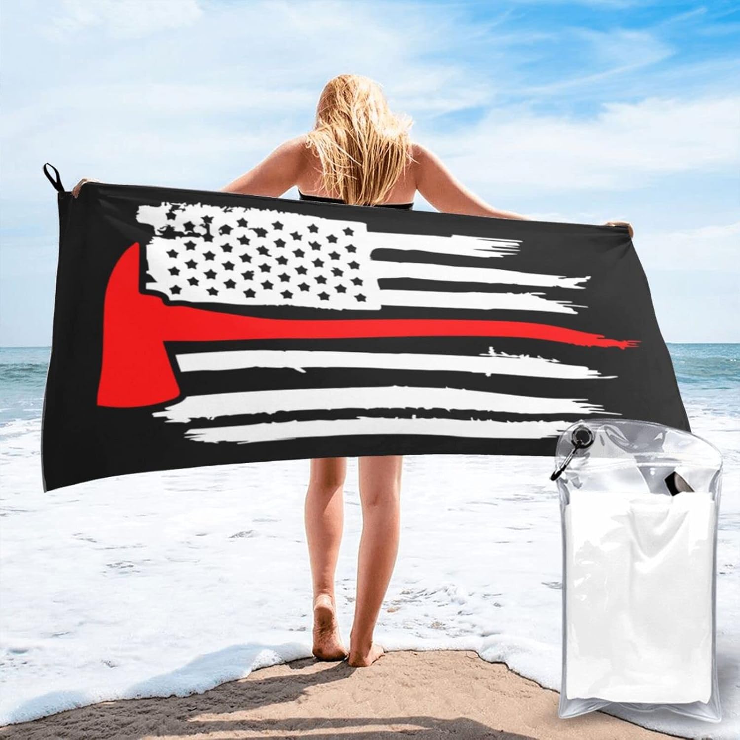 American Flag Quick Dry Beach Towels for Beach Pool Bath Camping Travel Swimming Bath Beach Blanket 27.5"X55"