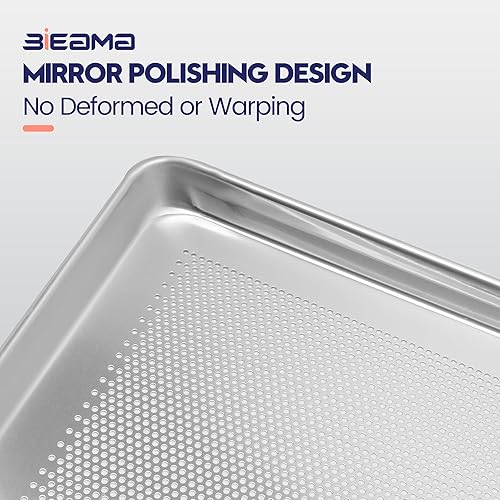 Miniatura 4 de Paquete de 12 bandejas de aluminio perforadas, tamaño medio de 18 x 13 pulgadas, bandejas para pasteles para equipos de panadería comercial, bandeja