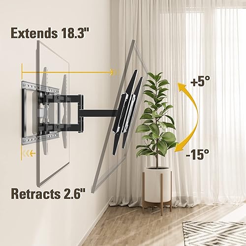 Miniatura 4 de Soporte de montaje para la pared se adapta a 16, 18, 24 pulgadas de madera espaciado con movimiento completo del brazo articulado para la mayoría de