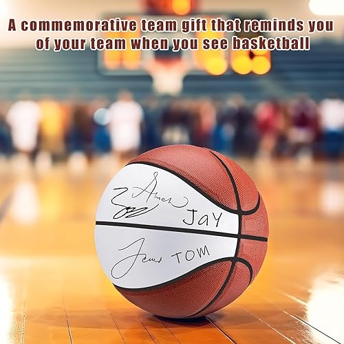 Miniatura 7 de Liliful Autograph Baloncesto con soporte de bola acrílico, bolígrafo de firma y bomba en blanco, pelota oficial de 4 paneles para regalos de