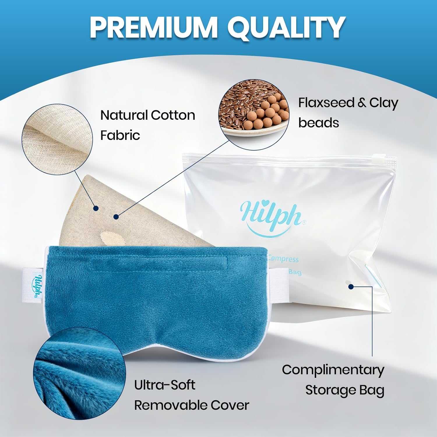 Hilph Microwavable Heated Eye Mask with 3D Contoured - Large, Zero-Pressure Design for Dry Eyes, Moist Heat Warm Eey Compress to Relieve Stye, Fatigue, Migraine, Perfect for Sleeping & Meditation - Image 4