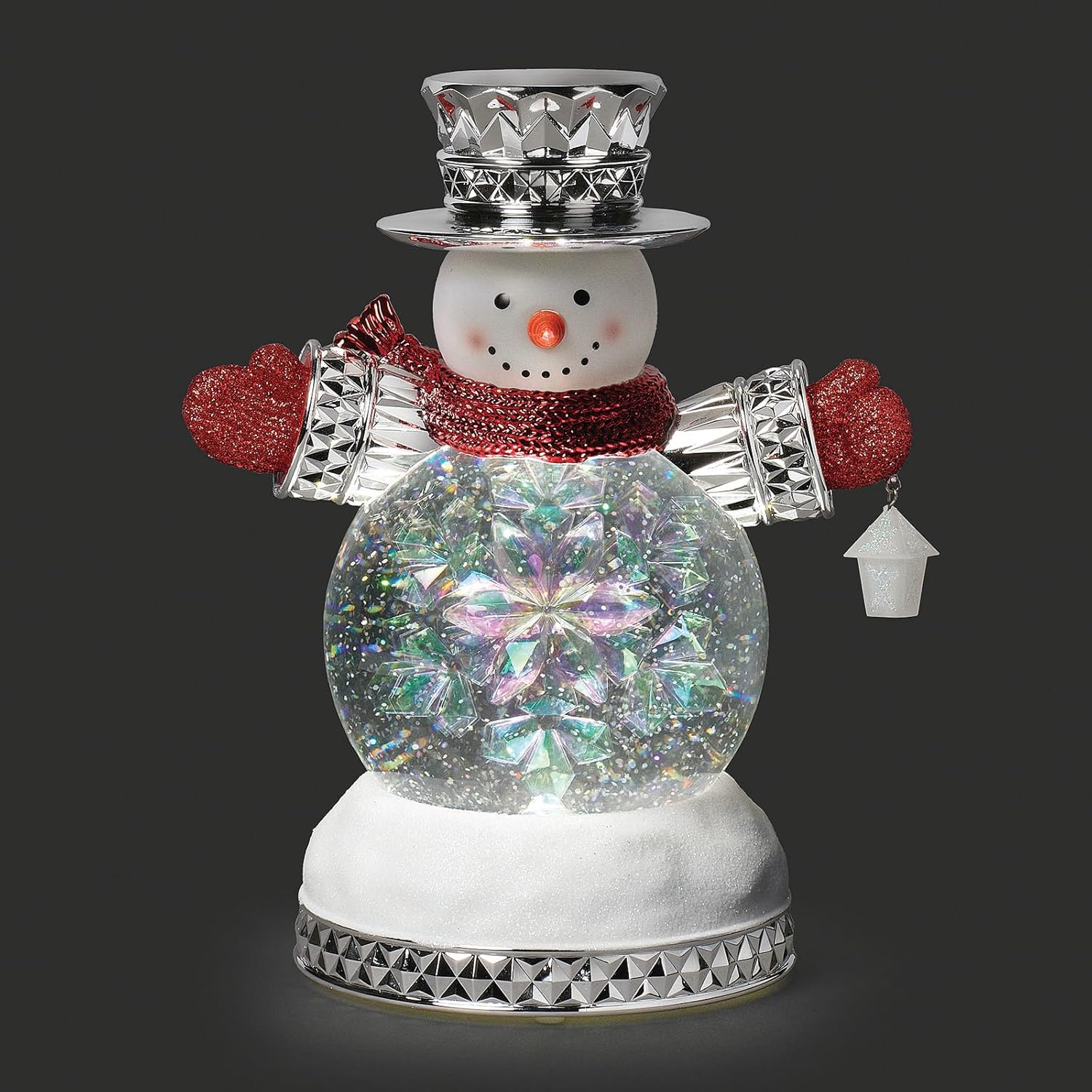 Roman 10" H Lighted Swirl Red Scarf Snowman Confetti Lites