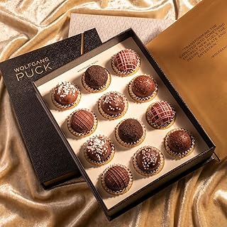 Truffles.com X Wolfgang Puck Limited-Edition Assorted Chocolate Truffles, Premium 12-Piece Gift Box, Gourmet Dark Chocolate Premium Truffles - Best Gift for Valentine’s and Special Occasions