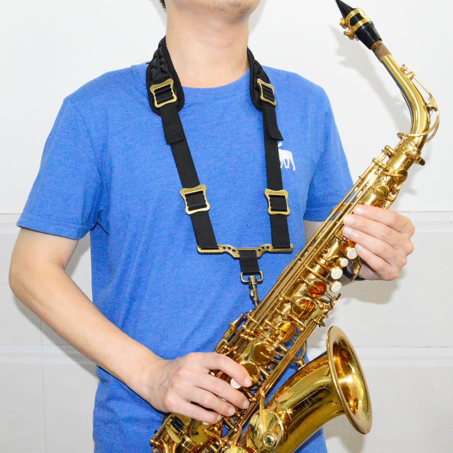 adorence Padded Saxophone Neck Strap - Sax Strap with Metal Swivel Snap Hook & Removable Neck Pad - H09 Black