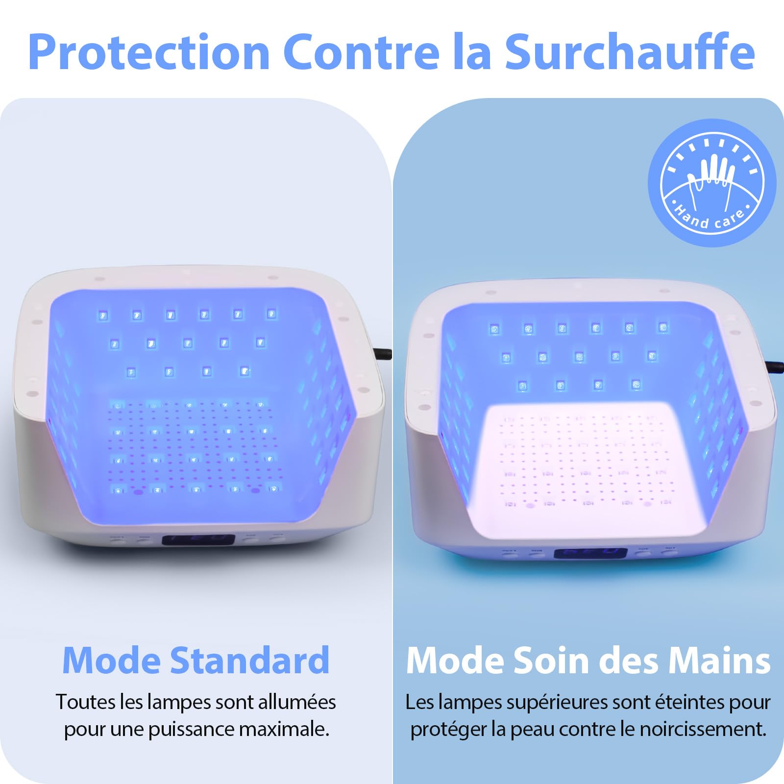 Delanie Lampe à Ongles UV LED pour Vernis Gel avec Double Écran et 71 Perles Lumineuses, Lampe LED Professionnelle pour Ongles avec 4 Réglages de Minuterie, Capteur Automatique et Base Amovible