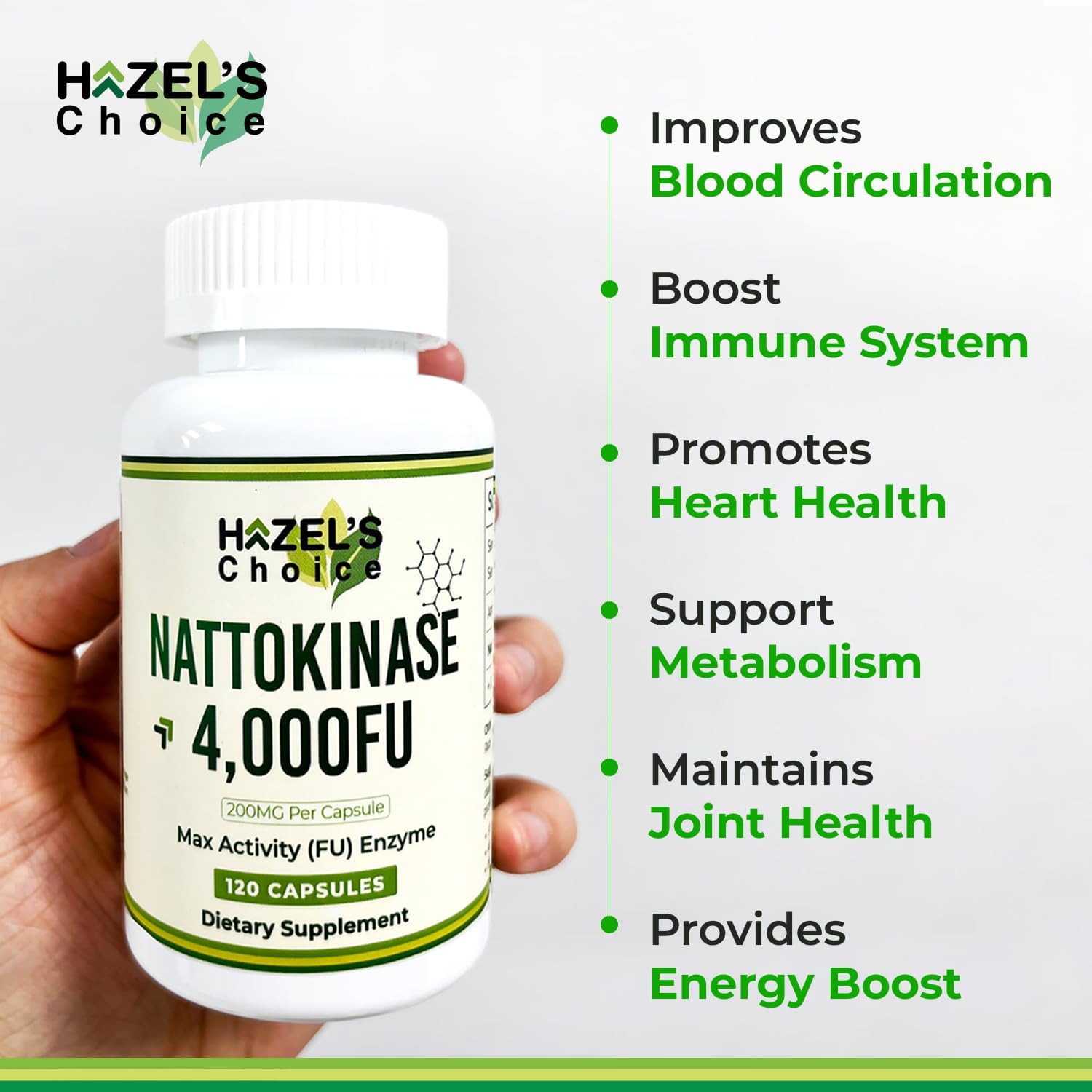 HAZEL'S Choice Nattokinase 4,000 FU – 120 Capsules – 200MG Per Serving – Maximum Activity FU Enzyme – Dietary Supplement – Non-GMO & Gluten-Free - Image 5