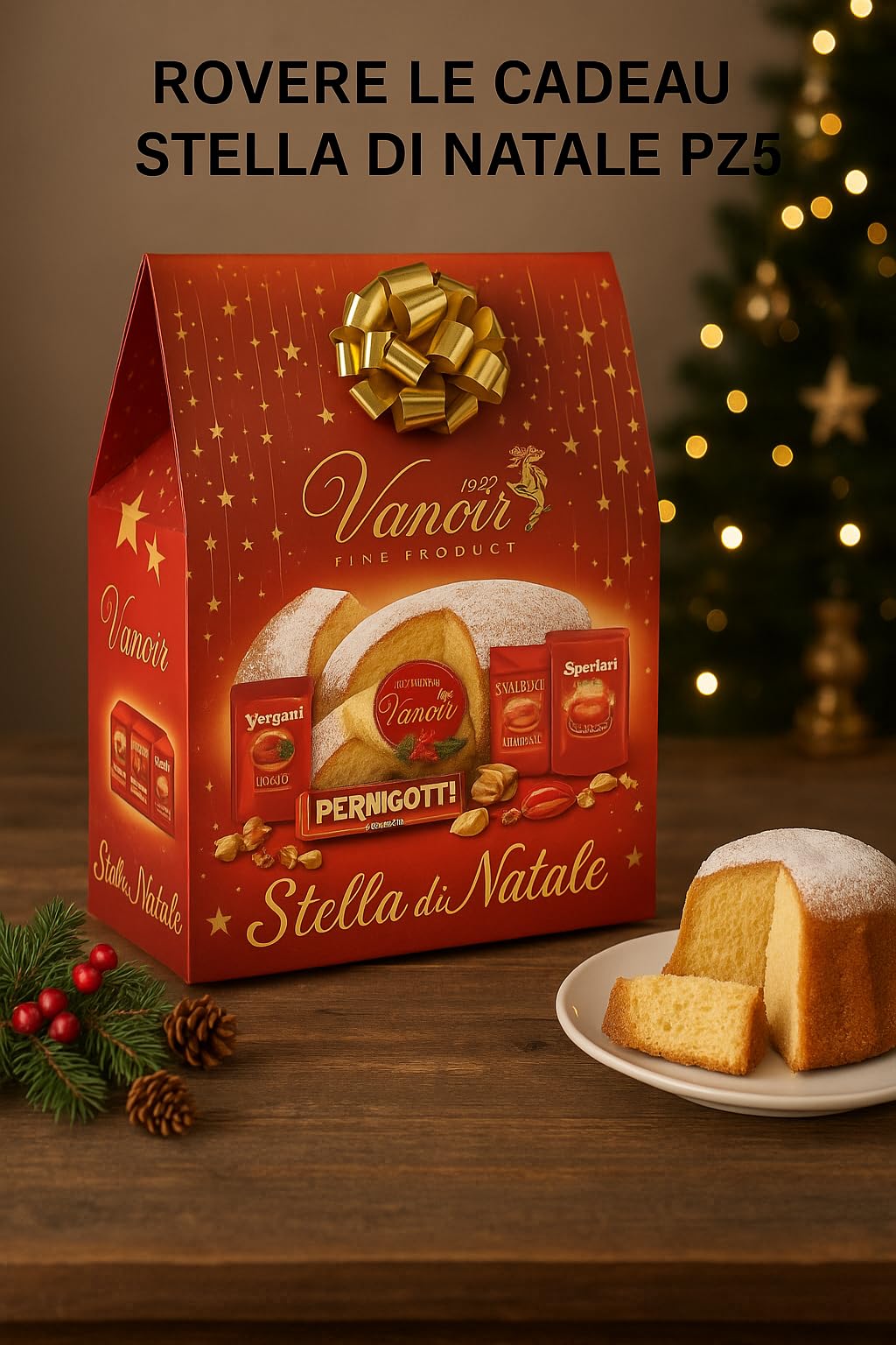 Christmas Basket Christmas Star 5 Pieces with Typical Sweets, Chocolates, Nougat and Biscuits, Elegant Gift Box for Christmas, Refined Gourmet Idea for Families, Friends or Businesses - 2