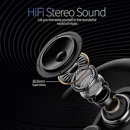 Miniatura 3 de Auriculares inalámbricos Bluetooth 5.3 de oreja abierta, con ganchos giratorios, 55 horas de reproducción, IPX7 impermeables para deportes,