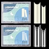 480PCS Extra Long NO C Curve Nail Tips XL, 2 Packs Natural and Clear Nail Tips for Acrylic Nails Professional Set, 12 Sizes Straight Tapered Square Press on False Nail Tips for Nail Art Salon Home DIY