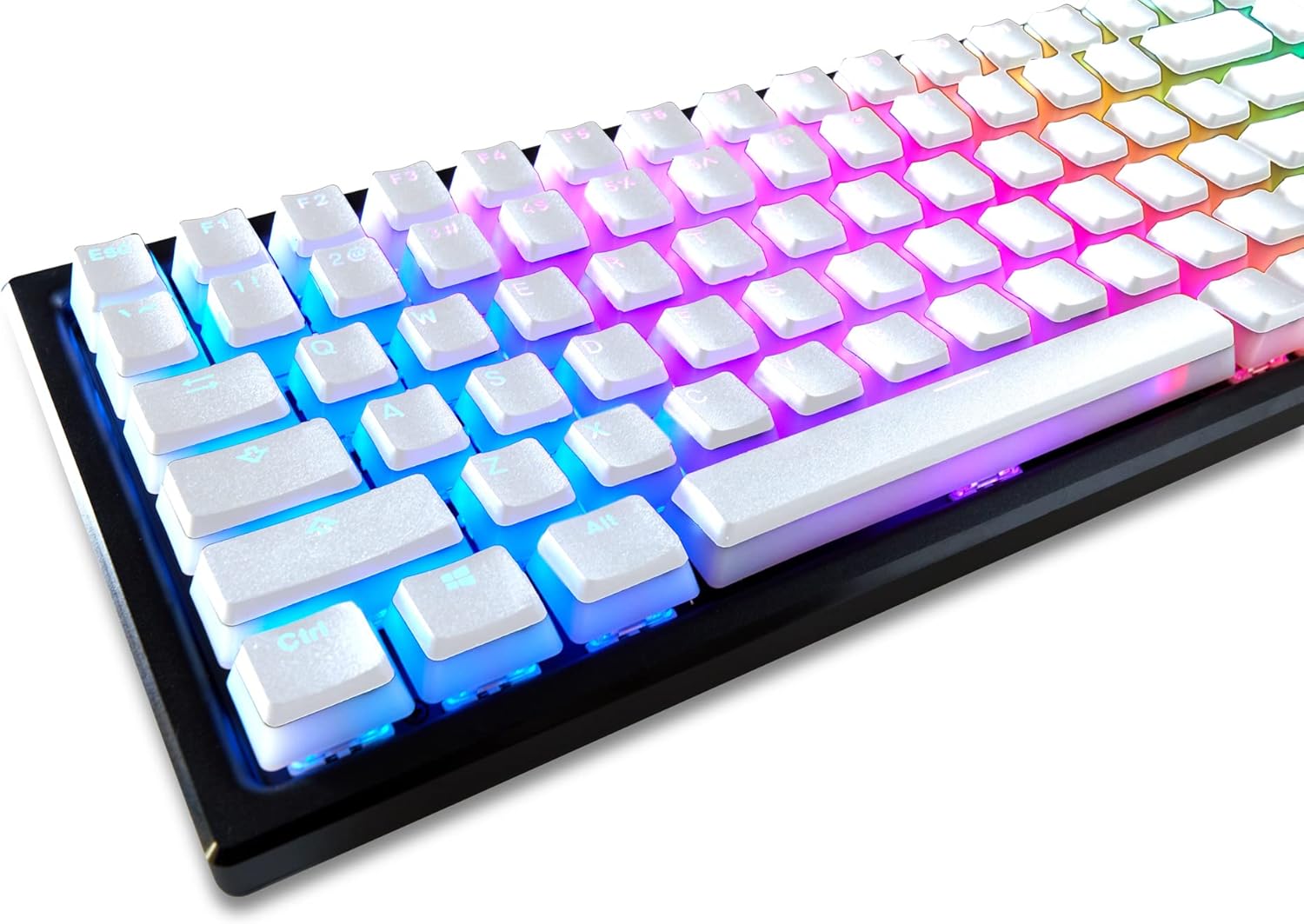 Glacier Frosted Keycaps, PBT, Double Shot, OEM Profile, Shine Through Legends, for Mechanical Keyboard Compatible with 60%/65%/75%/80%/96%/100% (White)