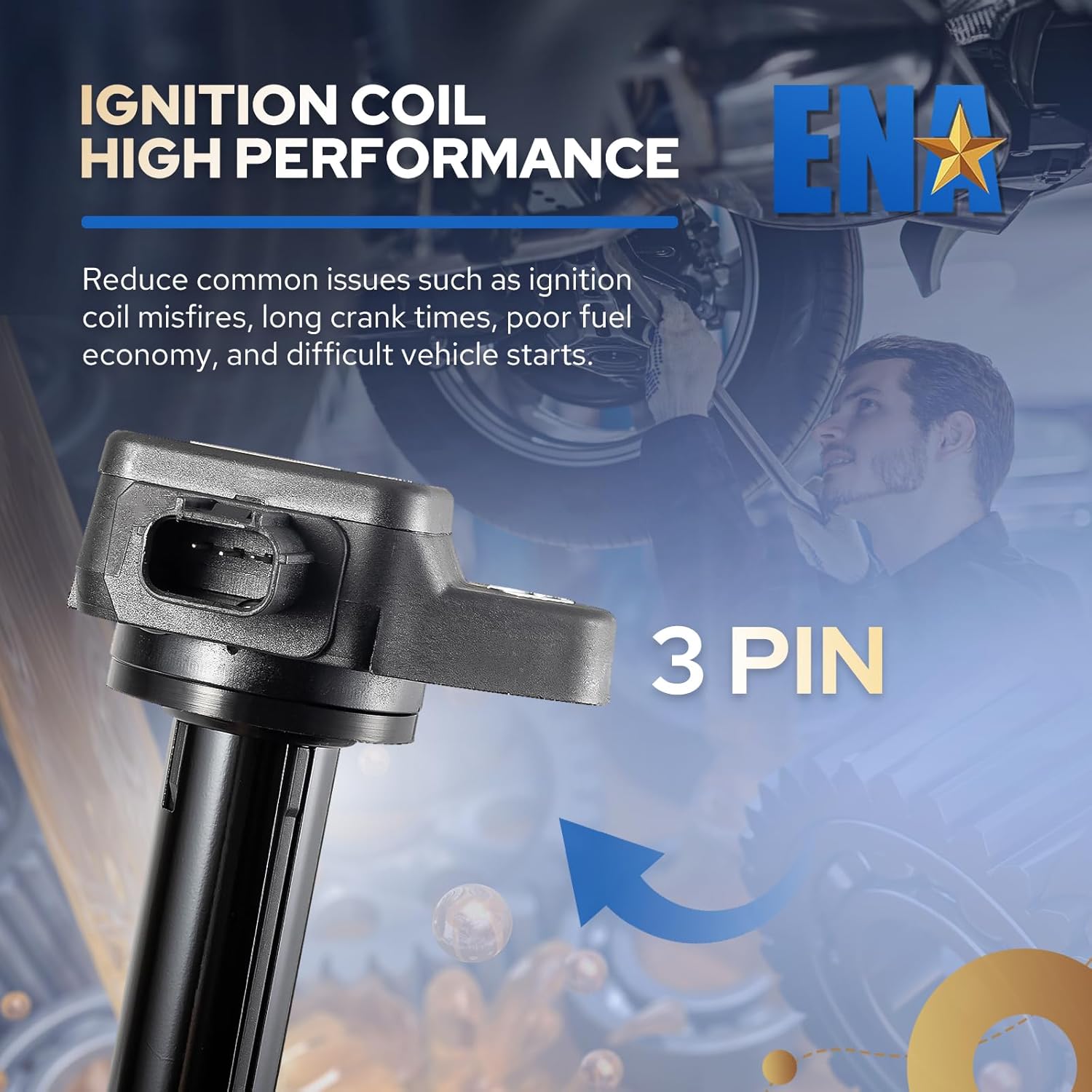 ENA Ignition Coil Pack of 6 for 3.5L 2008 2009 2010 2011 2012 2013 2014 2015 2016 2017 Compatible with Honda Odyssey Accord Crosstour Acura TL RL TSX 3.5 V6 Coils for UF603 IC693 C1624 30520R70A01