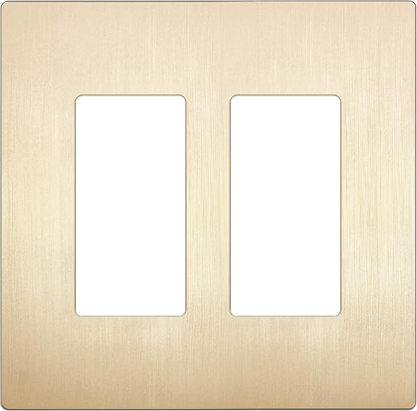 LIDER Brushed Finish Decorator Switch Cover, Screwless Wall Plate, Mid-Size 2-Gang 4.88" x 4.92", Unbreakable Polycarbonate Thermoplastic, UL Listed, LSWP-32M-BGD, Brushed Gold - 1