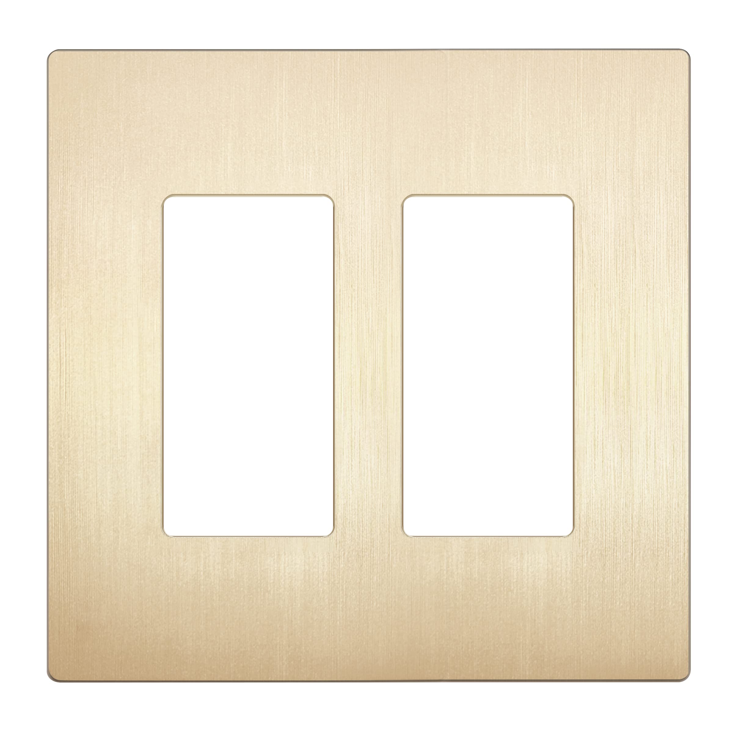 LIDER Brushed Finish Decorator Switch Cover, Screwless Wall Plate, Mid-Size 2-Gang 4.88" x 4.92", Unbreakable Polycarbonate Thermoplastic, UL Listed, LSWP-32M-BGD, Brushed Gold