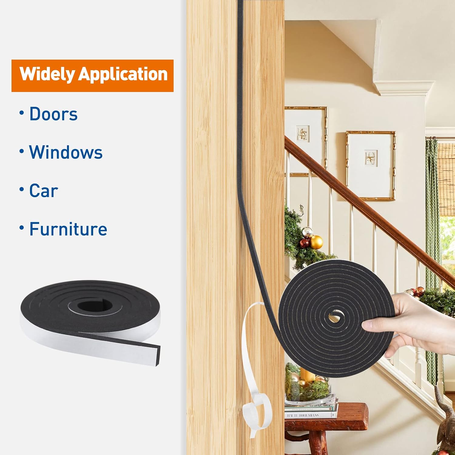One-Day Sale: Up to 50% Off MAGZO Weather Stripping 3/4 Inch W X 3/8 Inch T, Wide Foam Tape High Density Weatherproof Total 13 Feet, 6.5ft x 2 Rolls New Product MAGZO Weather Stripping 3/4 Inch W X 3/8 Inch T, Wide Foam Tape High Density Weatherproof Total 13 Feet, 6.5ft x 2 Rolls
