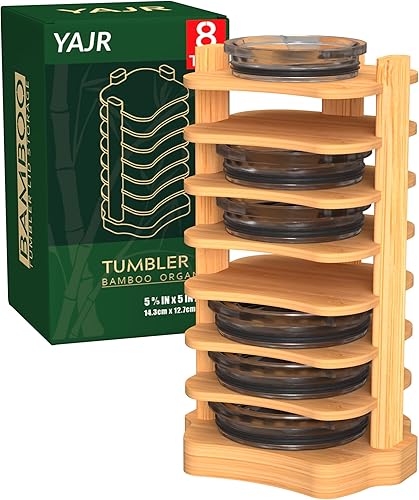 Miniatura 8 de YAJR Organizador de tapa de vaso, soporte de tapa de vaso de bambú dentro del gabinete, organizador de tapa de botella de agua, soporte vertical