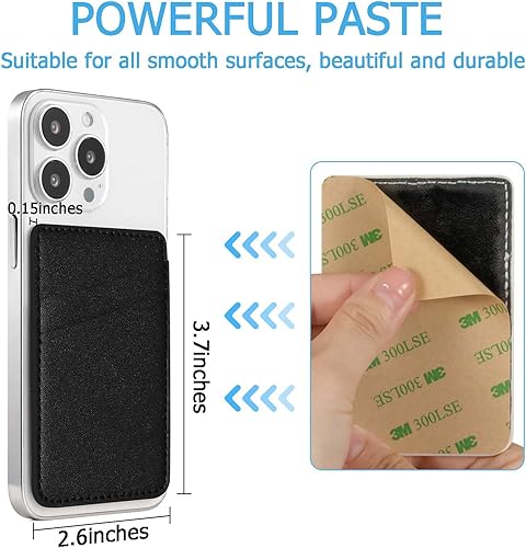 Miniatura 3 de Cartera de cuero para teléfono con tarjetero para teléfono, adhesivo para teléfono con adhesivo, elegante funda para tarjetas de crédito, adecuado