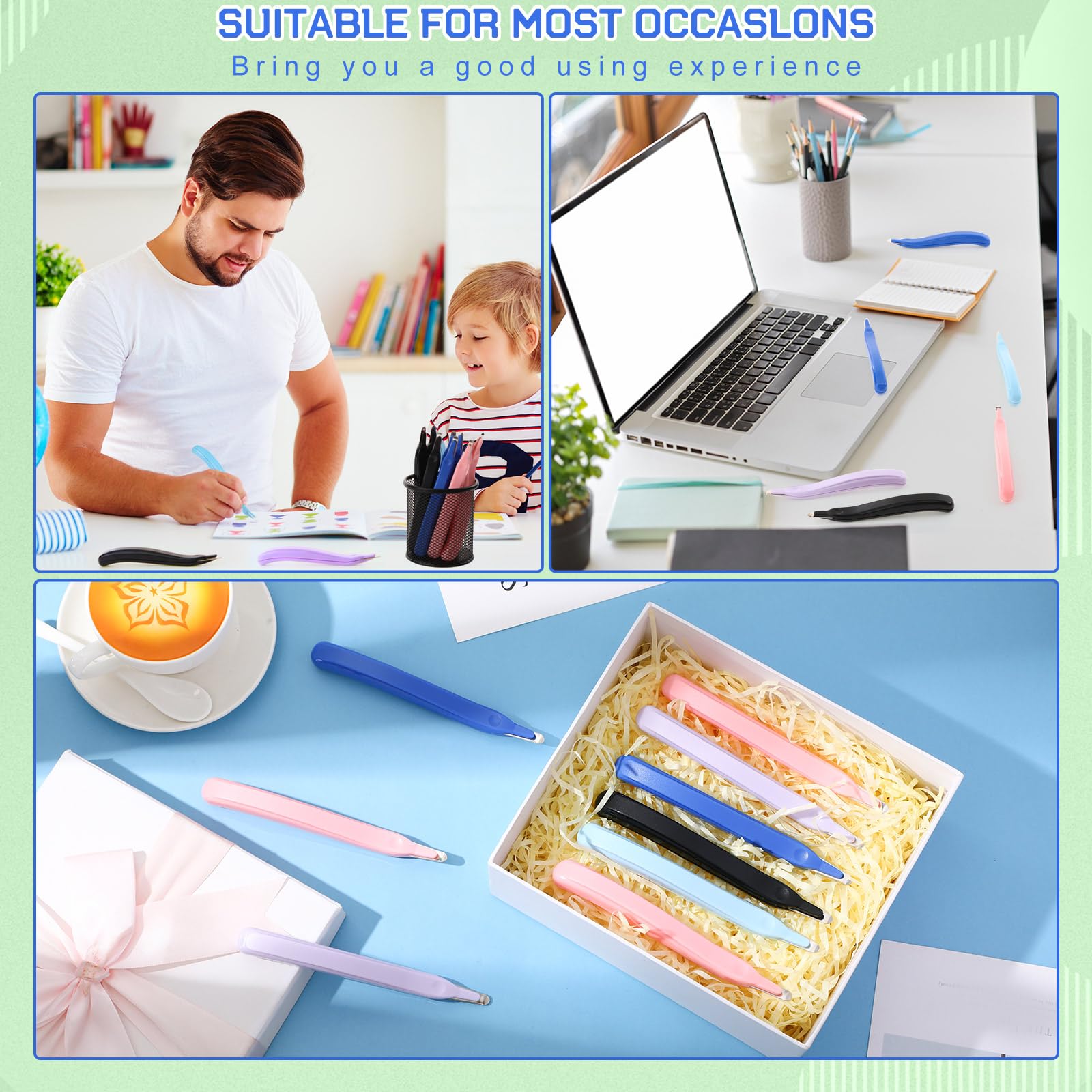 Crtiin Magnetischer Klammerentferner, Großpackung, Heftklammerentferner, Entferner, Stiftbedienung, Weihnachtswerkzeug, Geschenke, gummiert, Büro, Schule, Geschenk (Macarons-Farbe), 24 Stück