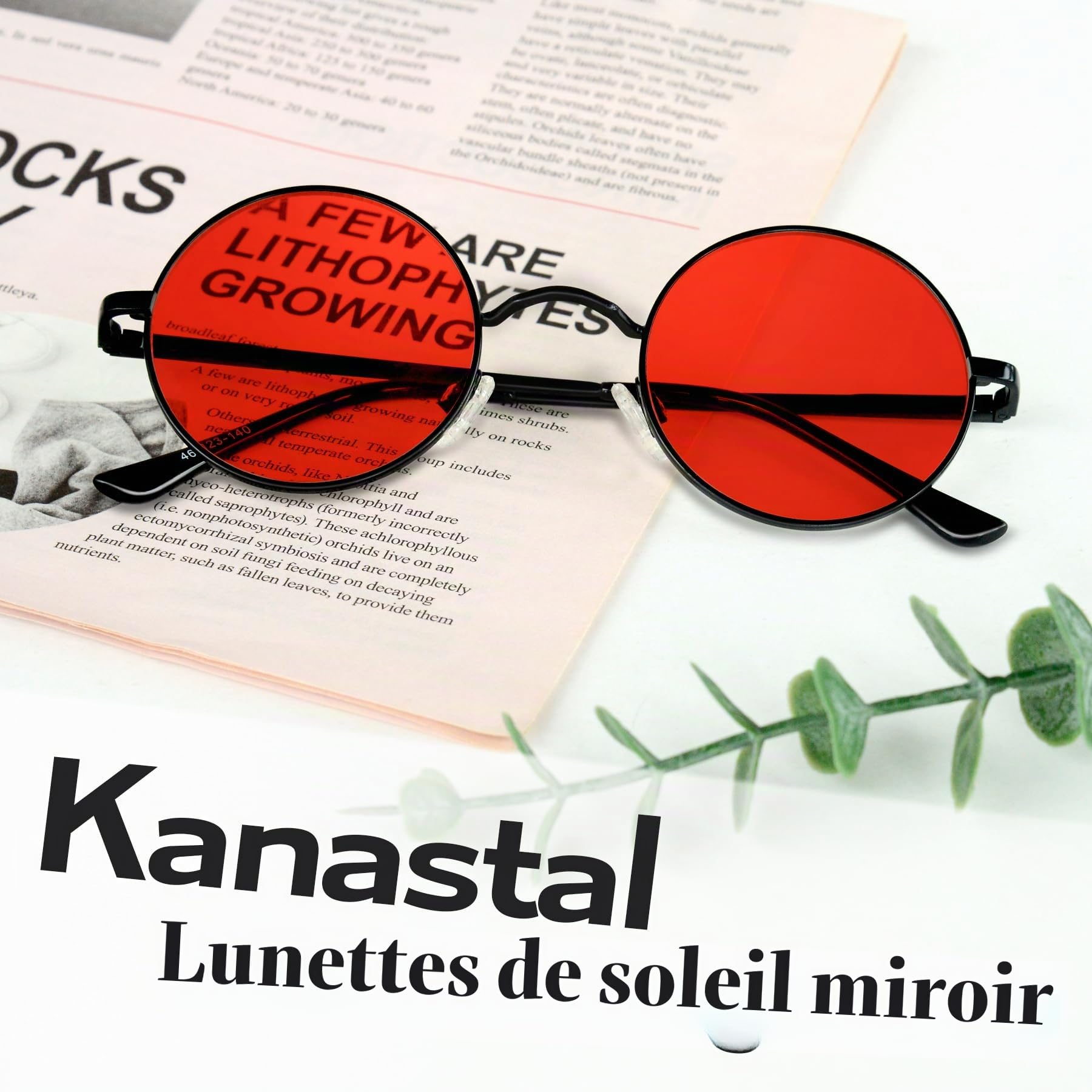 KANASTAL Lunettes de Soleil Ronde Hommes et Femmes Polarisée Vintage Rétro Classique Hippie Steampunk UV400